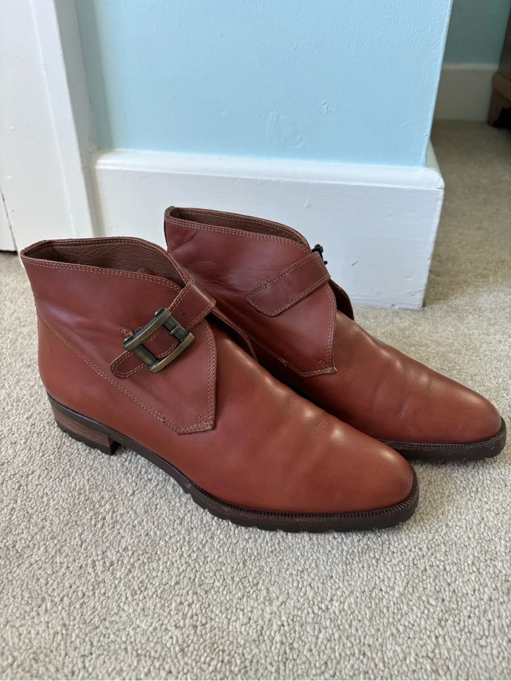 Vintage Parisian Signature Chukka George Boots Italian Leather Monk Strap